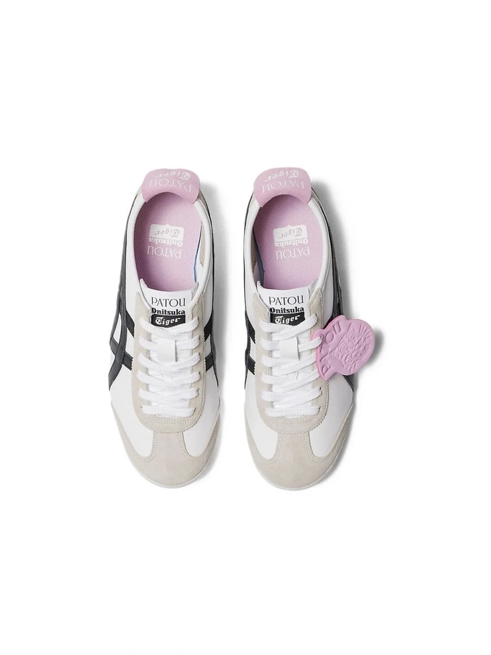 Onitsuka Tiger by Asics White & Black Low-Top Sneakers with Pink Accents. - Picture 7 of 8